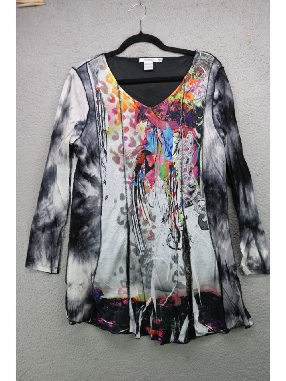 Feratelli Long Sleeve V Neck Tunic-Large-Art to Wear-Whimsigoth-BOHO-Festival